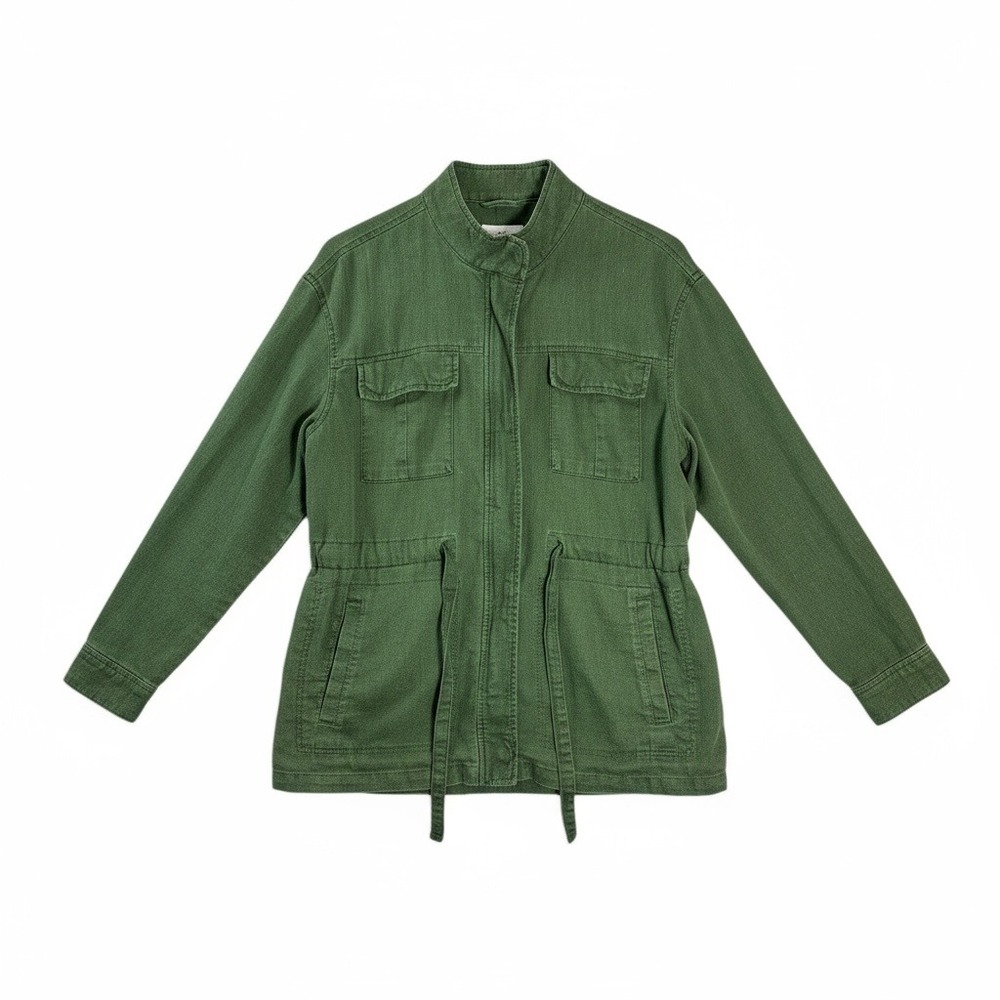 Old Navy Womens Utility Field Jacket L Green Linen Blend Layering Lightweight - Picture 2 of 8